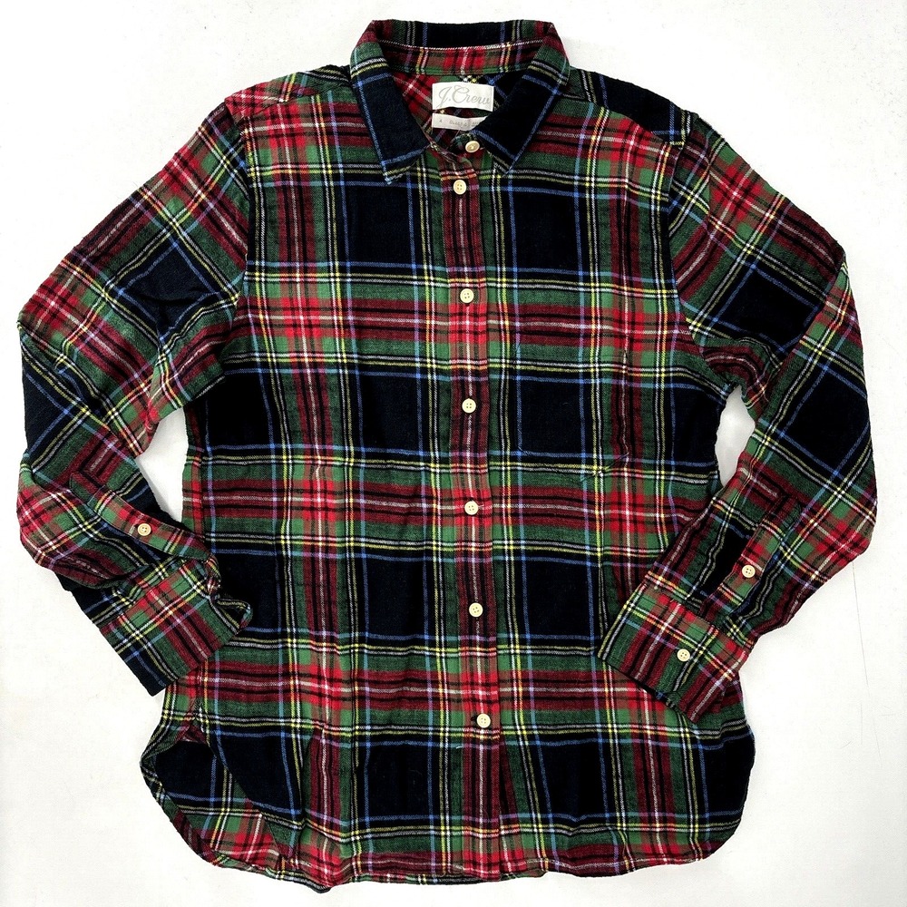 J Crew Classic-fit Flannel Shirt in Stewart Tartan Black Red Green Holiday 4 NWT